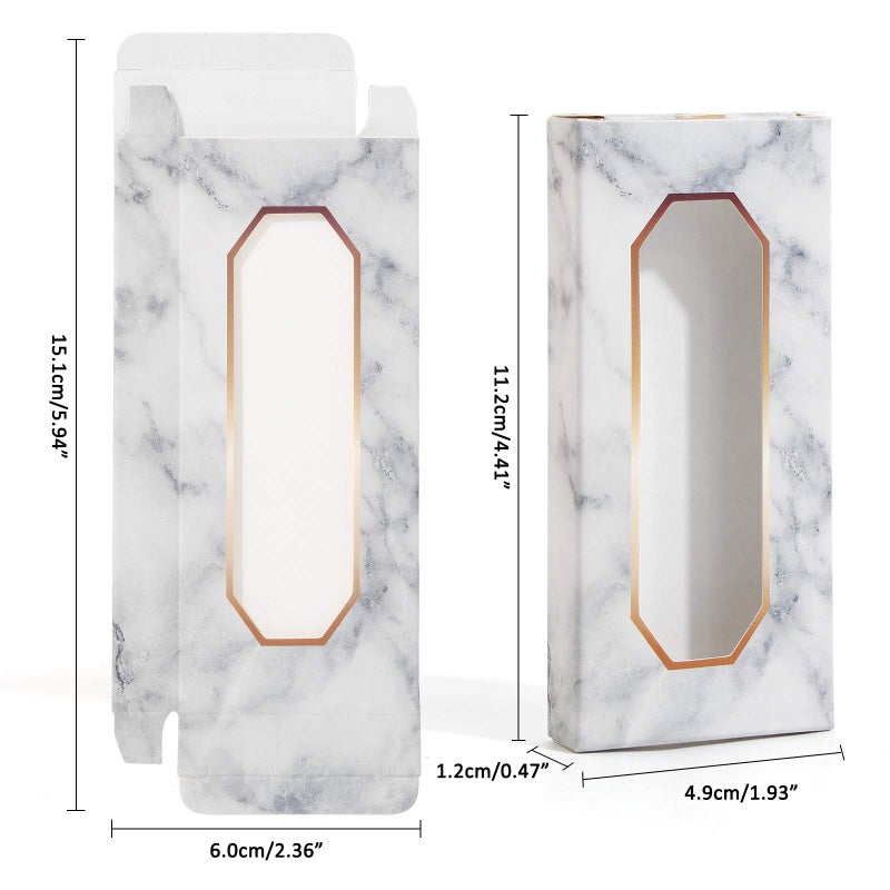 MAGEFY 30 Pieces Eyelashes Packaging Box, Empty Eyelash Boxes Lash Box Packaging Marble Paper Eyelash Storage Box Soft Paper Lash Case - Image 3